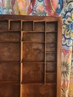 Trinket Shelf  wood Typeset letterpress Drawer 32  X 18   Vtg Htf Grannycore 