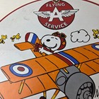 Vintage Flying A Gasoline Sign - Aviation Snoopy Porcelain Gas Pump Sign