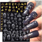 Gold Silver Christmas Nail Decals Winter 3d Self Adhesive Nail Art Supplies Nh22