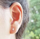 925 Sterling Silver 3mm Tiny Heart Cut Crystal Cz Studs Earrings Mens Womens