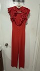 1970s Vintage Frederick   s Of Hollywood Red Jumpsuit Ruffle Collar