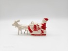 Vintage 50 s Irwin Celluloid Xmas Santa Claus On Sleigh reindeer   Toys Ornament