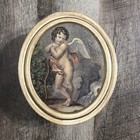 Vintage Cherub Oval Trinket Box Made In Italy