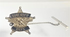 Vintage Sheriff Dept Eagle Star Tie Tack Pin Silvertone Metal Black Inset