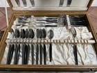 Vintage Crown Eldan Japan Flatware Set     Mid-century Modern Black Handle