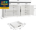 63    Large Sideboard Buffet Cabinet With 4 Doors And 3 Drawers  Farmhouse Buffet