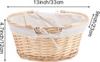 2 Pcs Natural Wicker  Basket Hand-woven Large Willow Picnic Storage