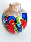 Large Italian S  Puccini Millefiori Vibrant Cased Blown Italy Art Glass Vase