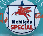 Mobil Gas   Special Pegasus Die-cut Shield Porcelain Coated 18 Gauge Steel Signs