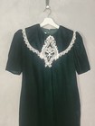 Vintage 80s Gunne Sax Green Velvet Dress 7 Lace Collar Victorian Holiday 