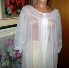 Vintage 70 s White Nylon Ladies Sheer Peignoir Robe By Shadowline  medium