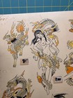 Vintage Phil Sims Tattoo Flash Sheet Original Art Signed Parlor Dragons Pin-up