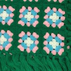 Crochet Afghan Blanket Throw Green Pink Blue Fringe Granny Square 56x40 Handmade