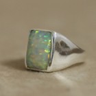 Rainbow Fire Opal Ring 925 Silver Ring Signet Mens Ring Wedding Ring Gift Him