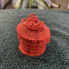  Handmade Balinese Gift Box Basket W lid Wire Construction Orange Beads