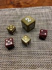 1 Vtg Backgammon Bakelite Olive Catalin Double Cube And 4 Dice Crisloid 70s
