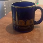 George Washington Dc Mug Ceramic Cobalt Blue Gold Plated  Usa Historic Sites