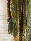 Ethos Long Kimono Duster Fringe Macram   Trim Silk Bottom Burn Out Velvet One Sz