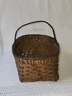 Fabulous Small Early Primitive Antique Pa Splint Gathering Basket Orginal Patina
