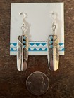 Navajo Earrings Dangle Native American Turquoise Feather Sterling Silver Zuni  c