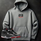 Men Grey Sweatsuit Hoodie Joggers Set 23 Legend Tracksuit To Match Jordan 4 Bred