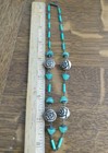 Antique Art Deco Czech Green And Tan Carved Glass Necklace 1920s