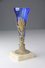 Antique Cobalt Blue Glass Vase In Ormolu Fitting On Marble Base