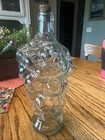 Vintage 10  Grape Cluster Bunch Clear Glass Wine Bottle   Decanter With Cork 