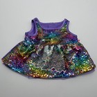 Build A Bear Dress Rainbow Silver Flip Sequin Purple Satin Teddy Clothes Outfit