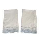 Vintage D Porthault White Blue Crochet Trim Pillowcases Standard Set Of 2
