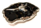     Western Steer Cowboy Rodeo Style     Belt Buckle Buck     Chrome And Black Bull Us