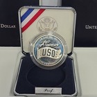 1991 S One Dollar Proof Uso 50th Anniversary  900 Silver United States Box   Coa
