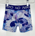 Nike Pro Girls Large L Athletic Running Shorts Blue Print Fitted Elastic Waist