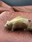 Antique Pair Of Solid Brass Pig Figurines With Patina  48-54 G    2 12  In Long