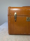 Vintage Samsonite Leather Luggage Train Case Railroad Bag Brown No Key