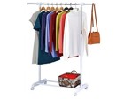 Mainstays Adjustable Rolling Garment Rack Metal Chrome  White  84-121wx44dx123 5