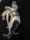 Vintage Western Cowboy Bucking Bronco Copper 1950 s Pin Excellent