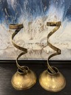 Vintage Brass Spiral Candle Holder   New Candles Made In India