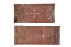 Pair Of Vintage Turkish Oushak Yastik Scatter Rugs - A Pair 1 6  X 3 8 