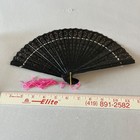 Antique Vintage Hand Fan Plastic Celluloid Black 1930s Hong Kong