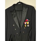 Vintage 60s 70s Tuxedo Jacket Black Coat Tails W  Catholic Fraternal Medals 40r