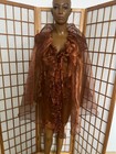 Vintage Sheer Negligee Organza Cape Poncho Cape Brown Xxxl Adult 2 Piece