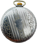 Antique 12s Illinois Spartan Open Face Pocket Watch Case Pinstriped   Shield