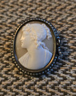Antique Victorian Sterling Silver Shell Pearl Cameo