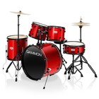 Open Box - 5 Pc Adult Drum Set - Red   Percussion Kit W  Stool   Stands