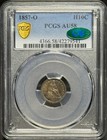 1857 O H10c Seated Liberty Half Dime Au58 Cac Pcgs  toner 