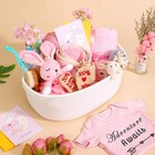 27-piece Baby Girl Shower Gift Basket Set - Newborn Essentials  Large Pink G   