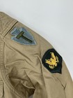 Vintage 1950   s Us Army Khaki Tan Sateen Utility Shirt 3 Patches R0