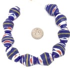 10 Authentic Dark Blue Bicone Ghana Handmade Recycled Glass African Trade Beads