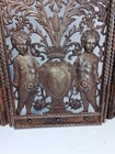 Ornate 3 Panel Metal Wood Fire Grate 16   17 5   Patina Vintage Nice 